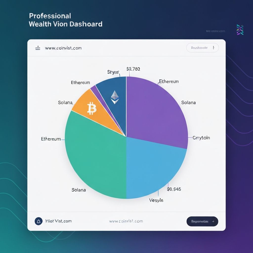 Cryptocurrency portfolio diversification pie chart showing allocation across multiple digital assets