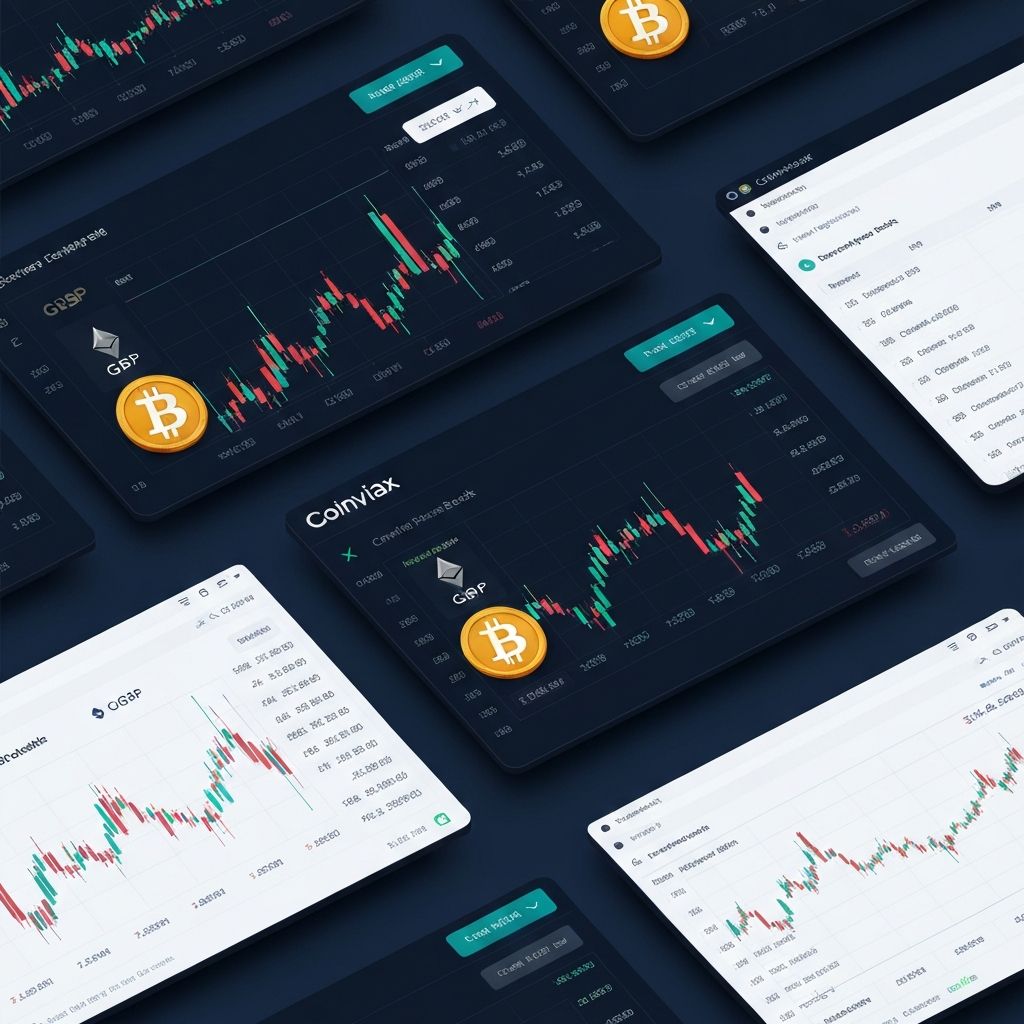 Cryptocurrency exchange platforms comparison showing trading interfaces and British pound deposits