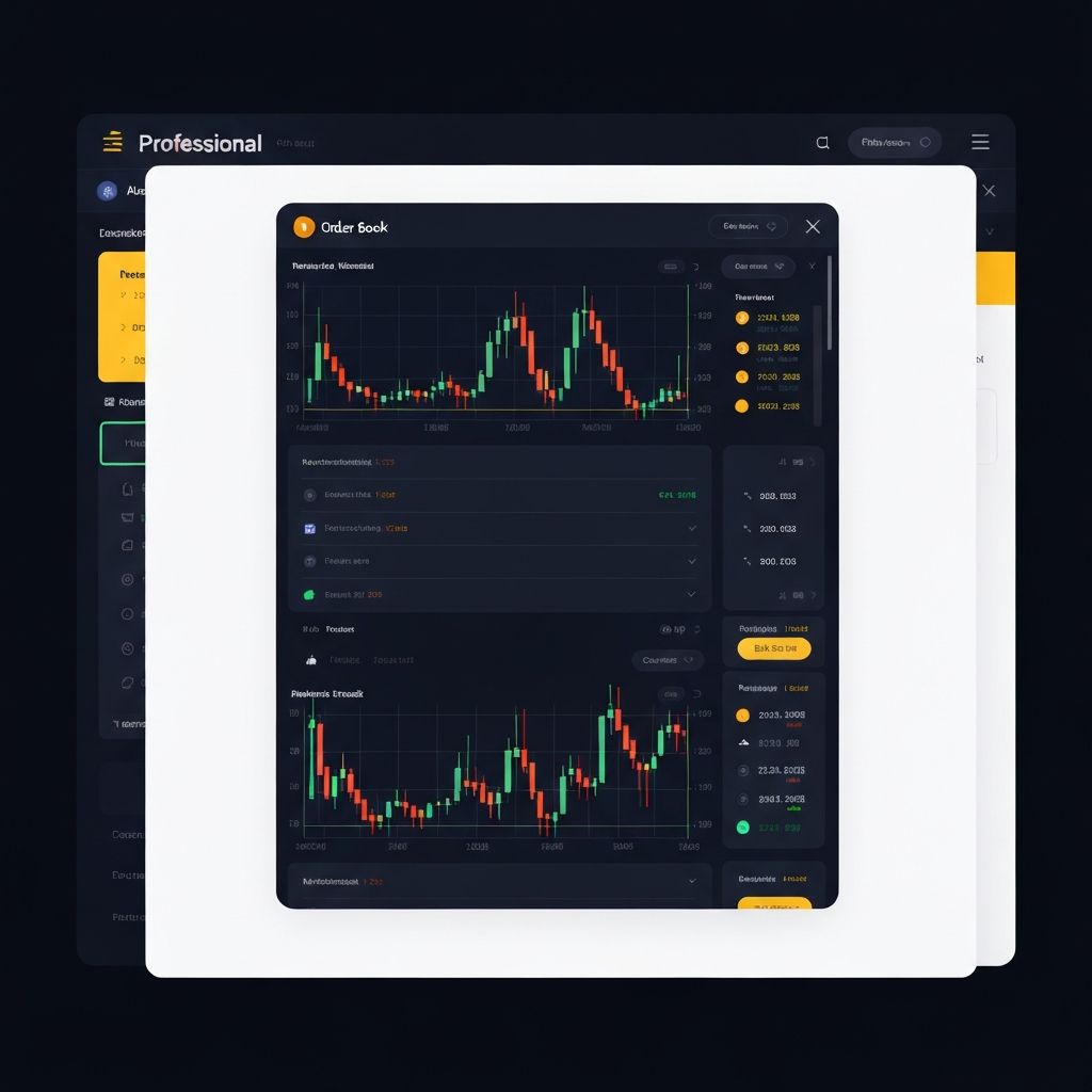 Binance advanced trading interface with candlestick charts and order book