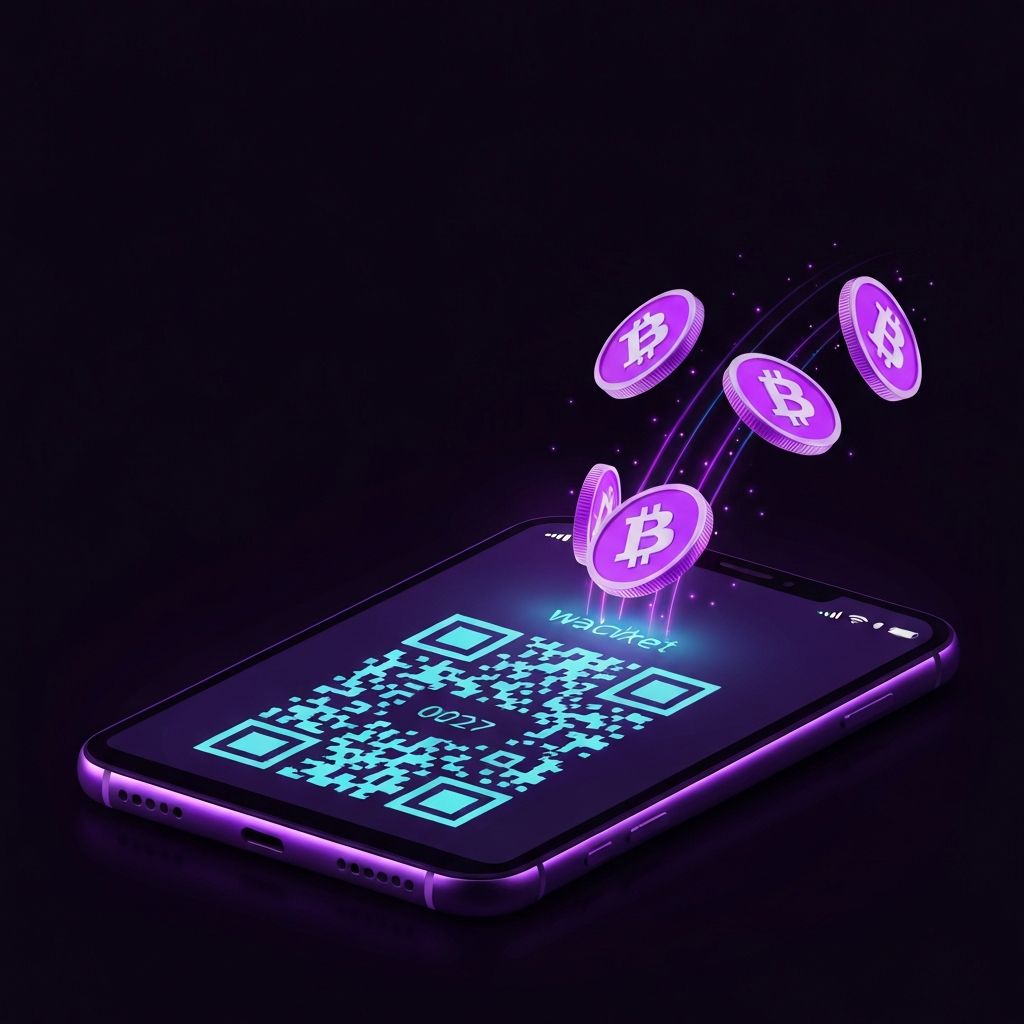 Receiving cryptocurrency via QR code scanning on smartphone