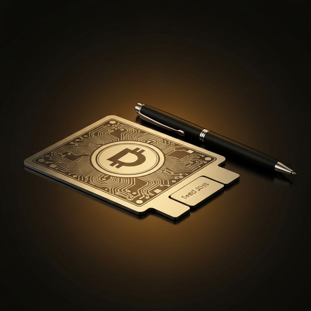 Metal seed phrase backup plate for secure cryptocurrency recovery