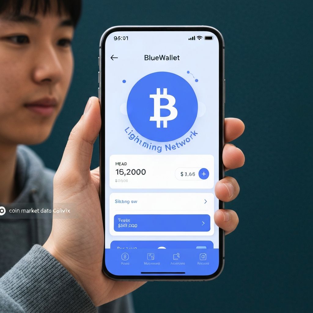 BlueWallet mobile app on iPhone showing Bitcoin and Lightning Network balance